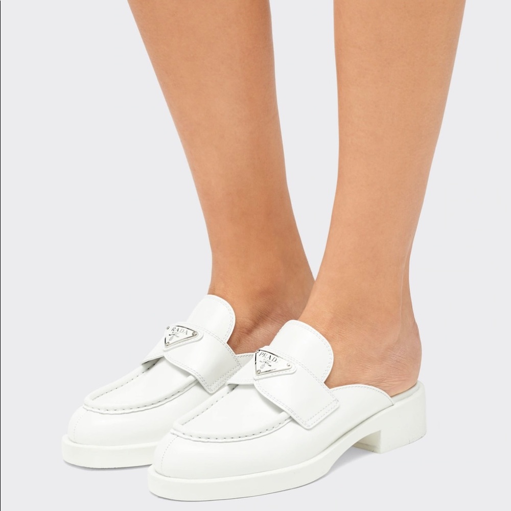 Prada Chocolate brushed leather mules